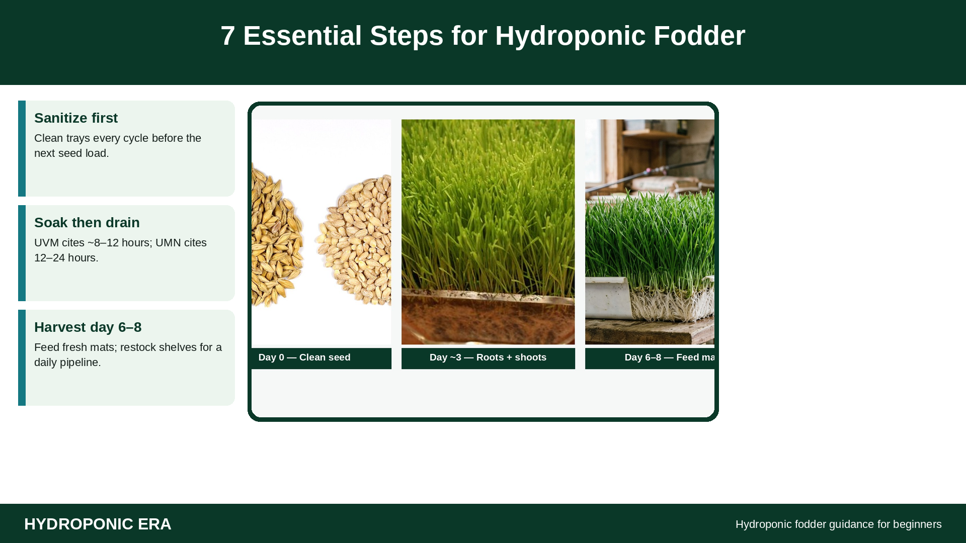 day 0 to day 7 hydroponic fodder sprouting stages