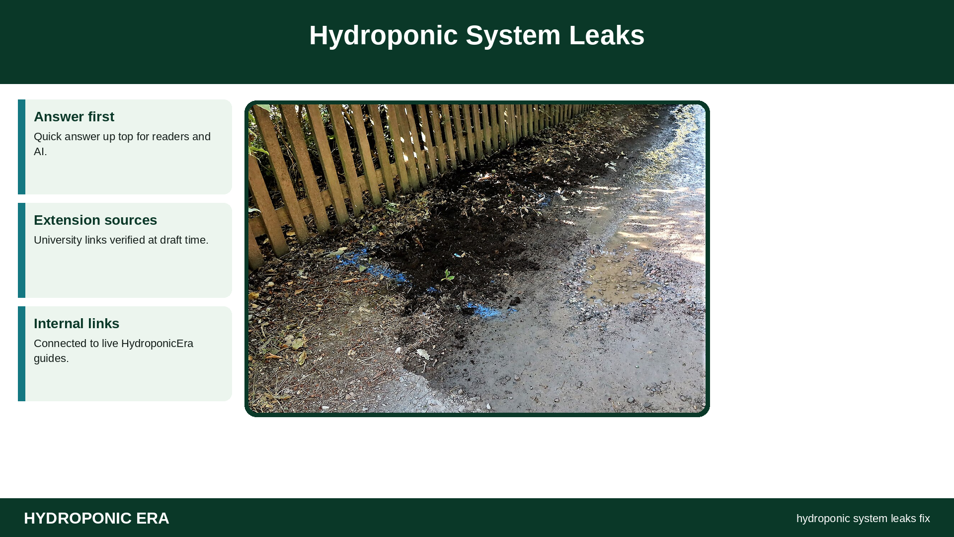Hydroponic System Leaks — HydroponicEra tip card graphic