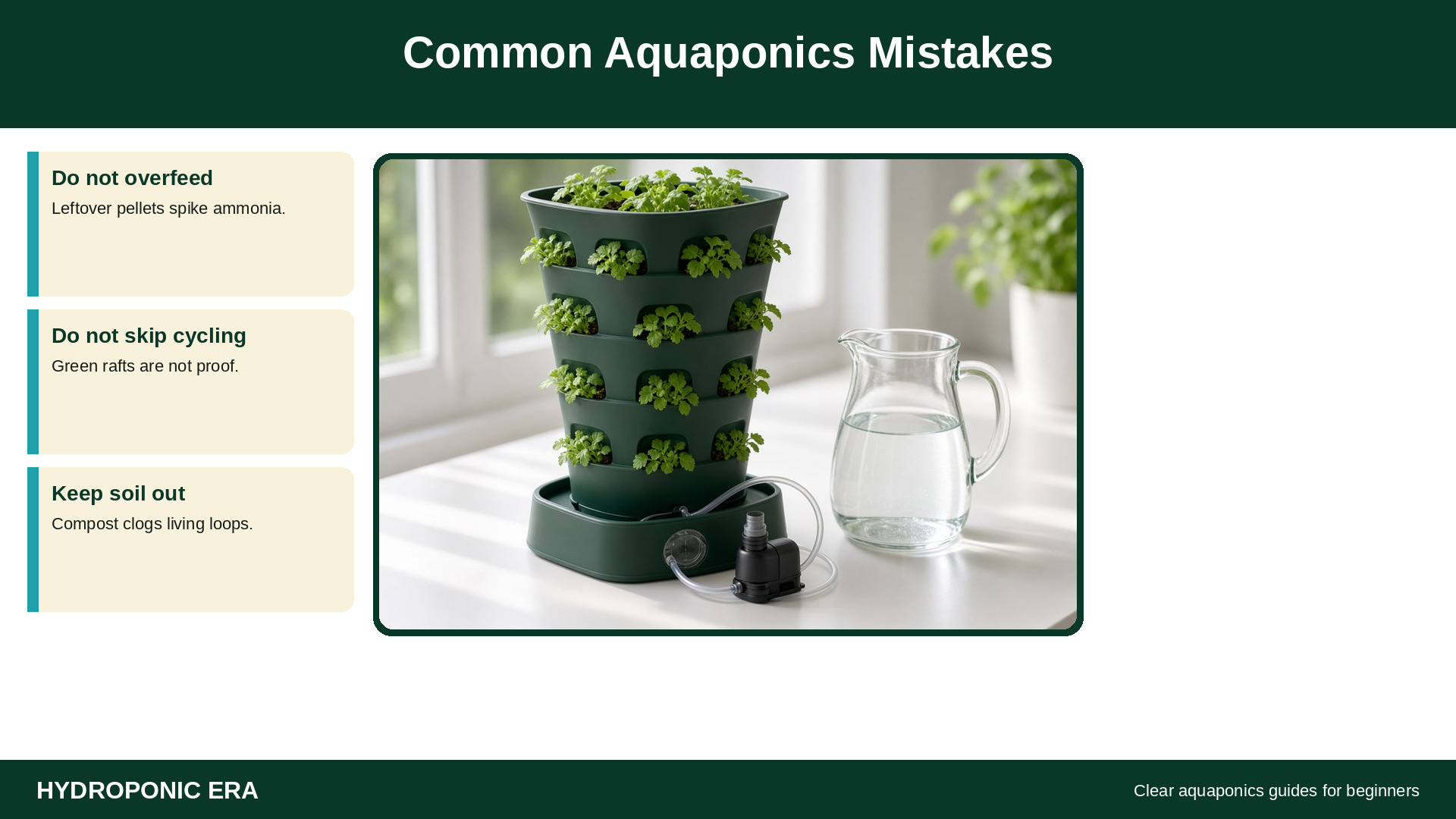 Common aquaponics mistakes around reservoirs and feeding