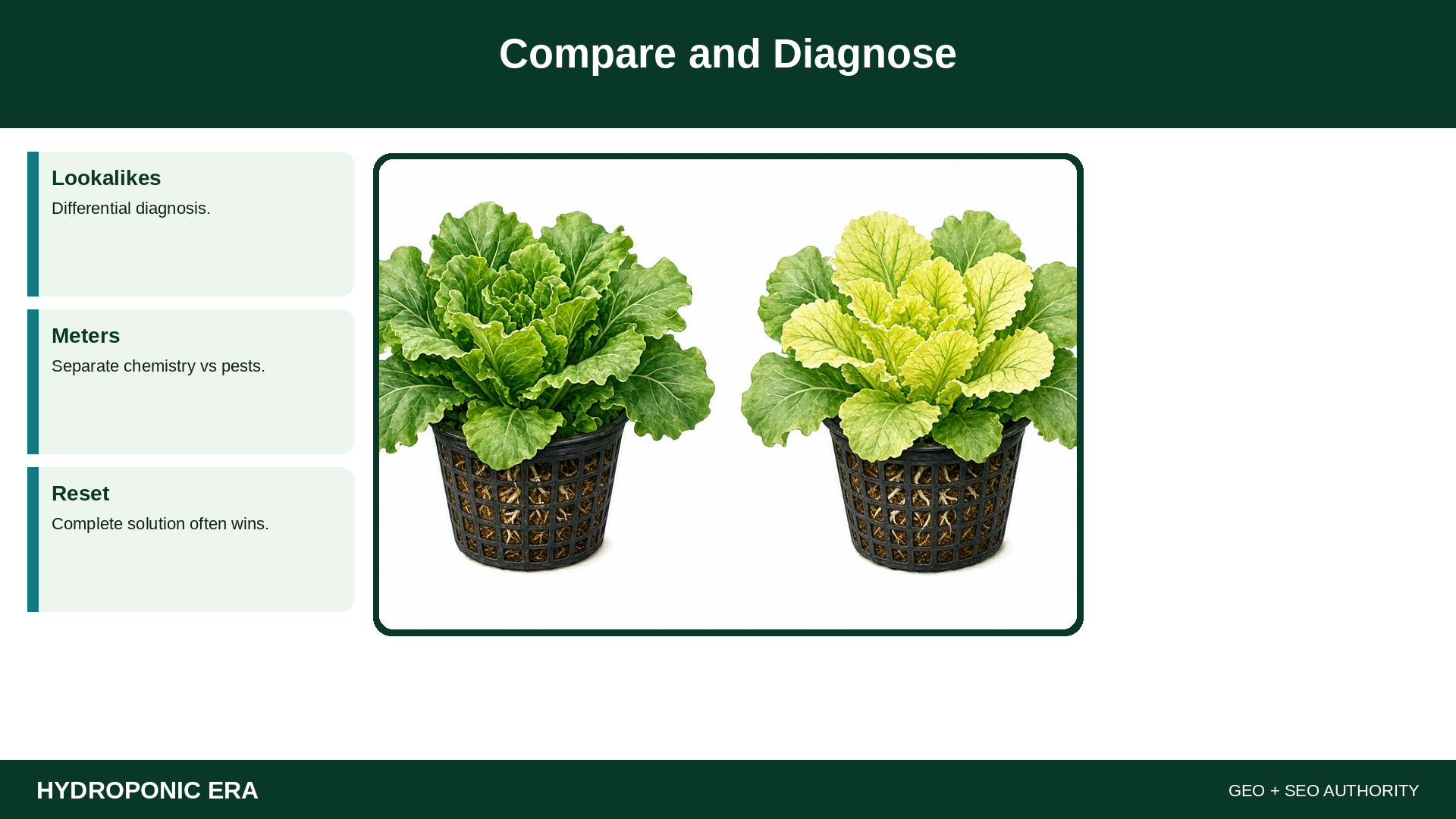 Compare and Diagnose — HydroponicEra tip card graphic