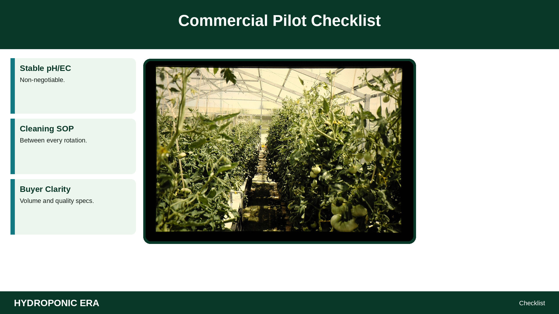 Commercial Pilot Checklist — HydroponicEra tip card graphic
