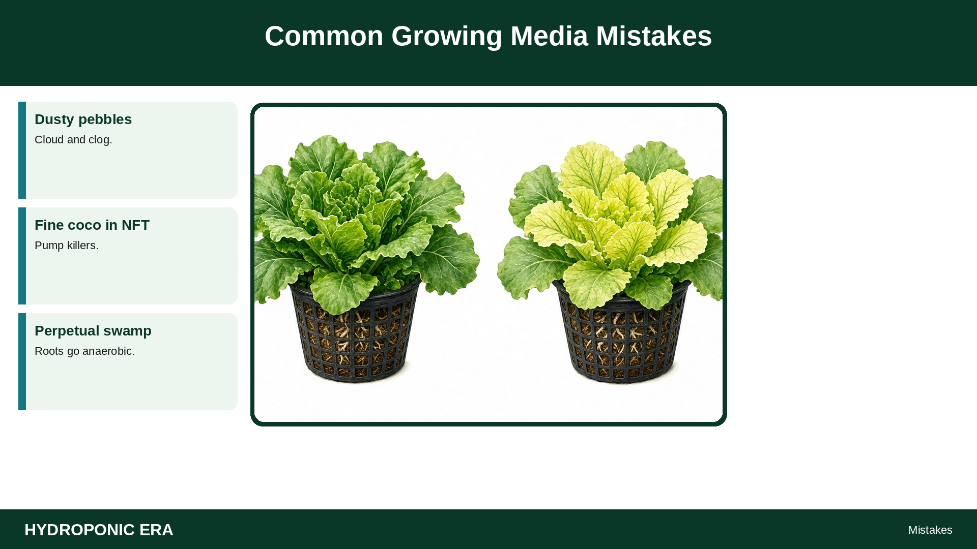 Common Growing Media Mistakes — HydroponicEra tip card graphic