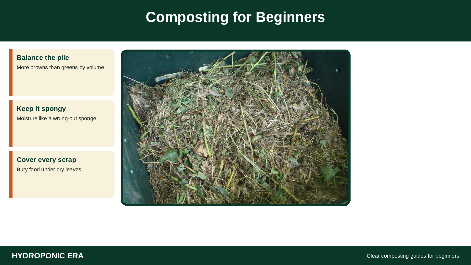 Composting for beginners: a backyard compost pile turning scraps into soil