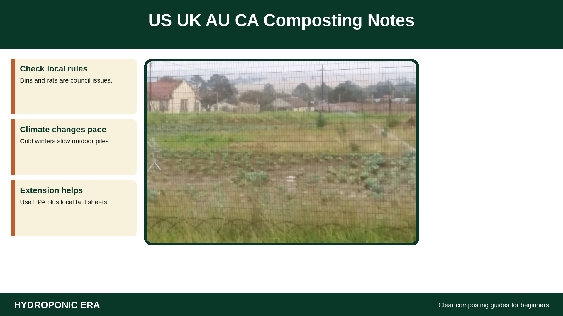 Composting notes for US UK AU CA beginners in a vegetable garden