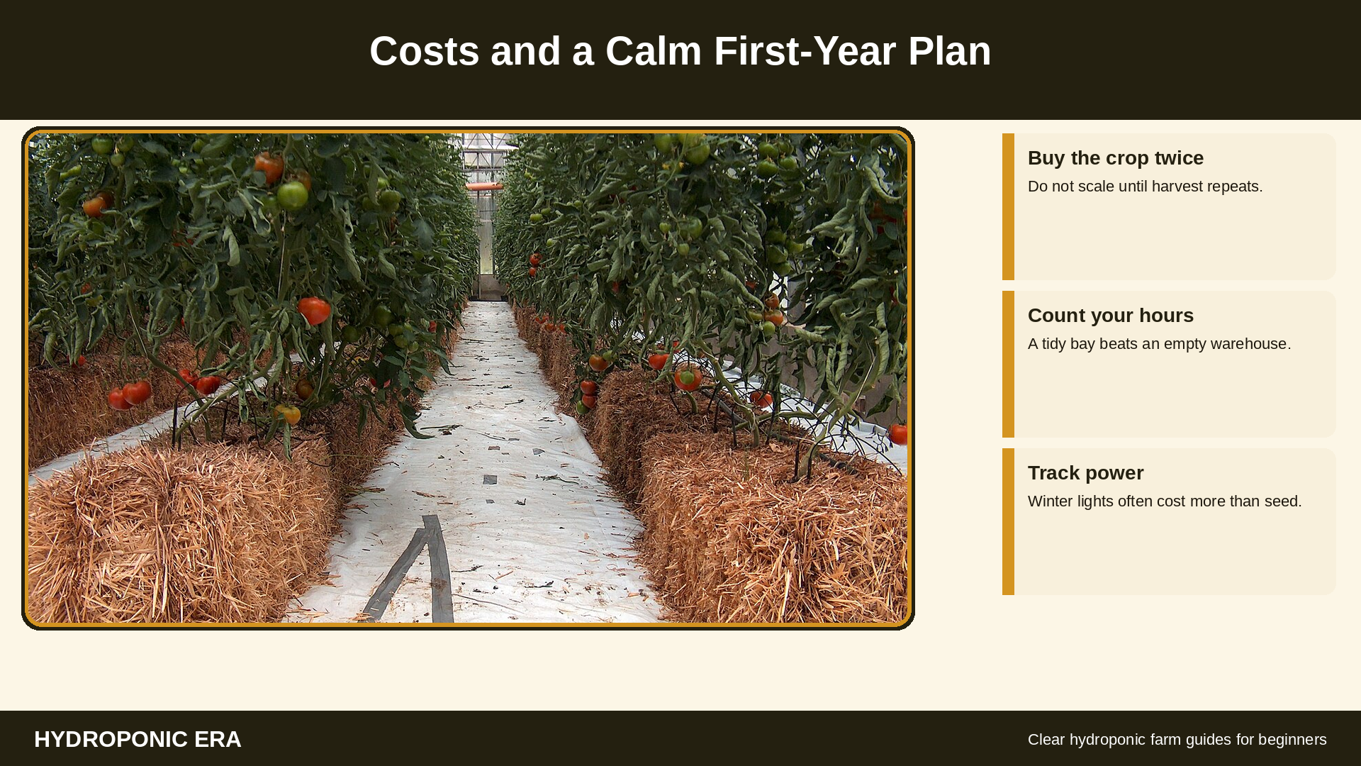 Costs and a calm first-year plan for a small hydroponic farm