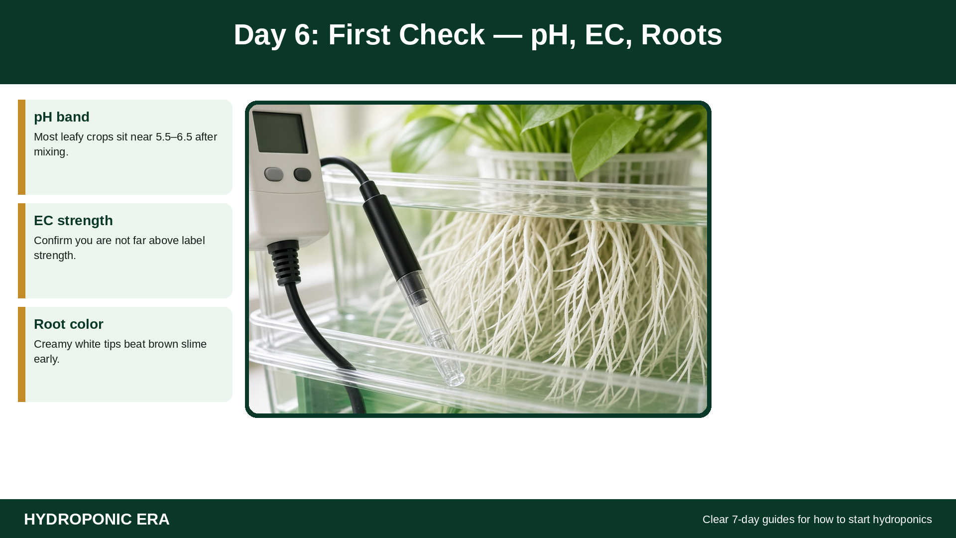 Day 6 first pH EC and root check for how to start hydroponics