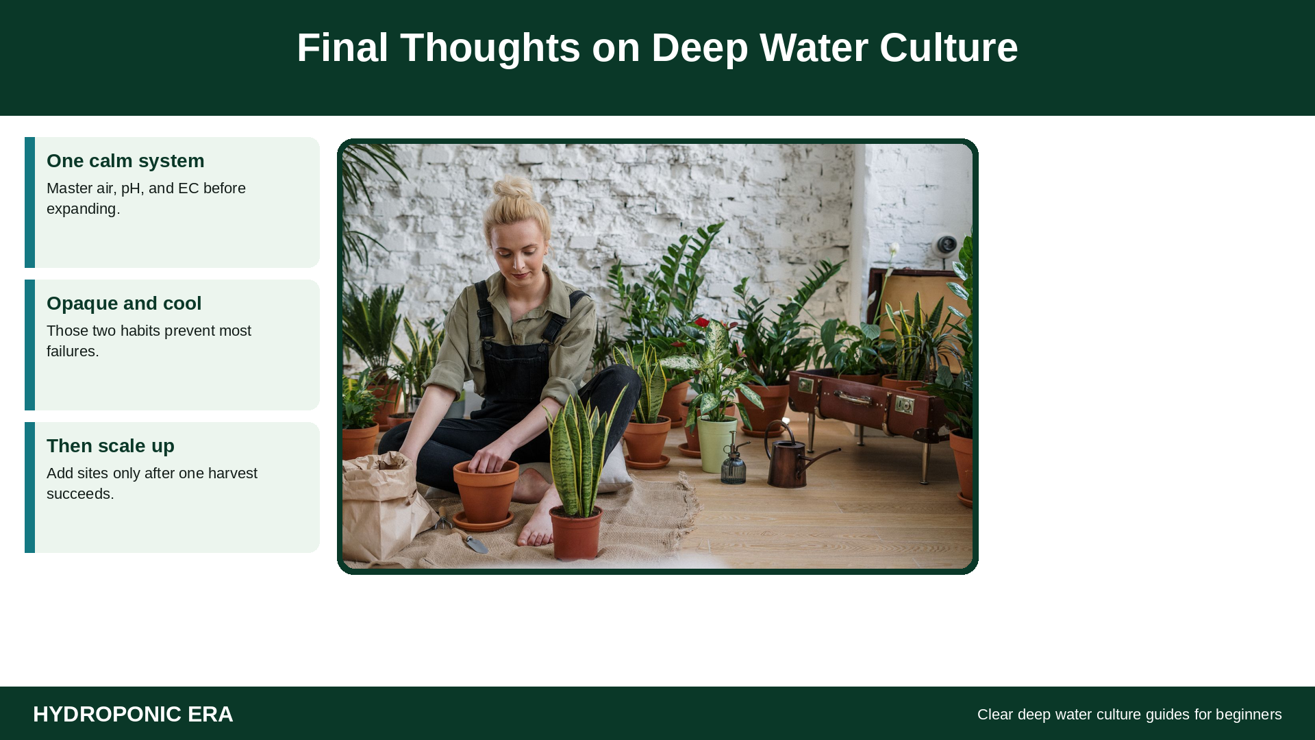 Final thoughts on deep water culture for calm beginner growers