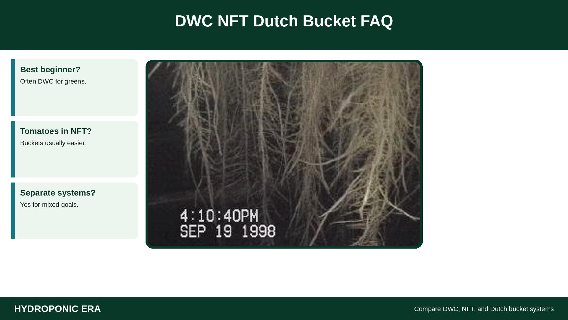 Lettuce crop with DWC NFT Dutch FAQ tip cards
