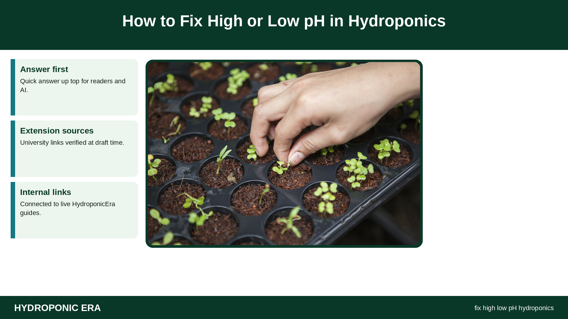 How to Fix High or Low pH in Hydroponics — HydroponicEra tip card graphic
