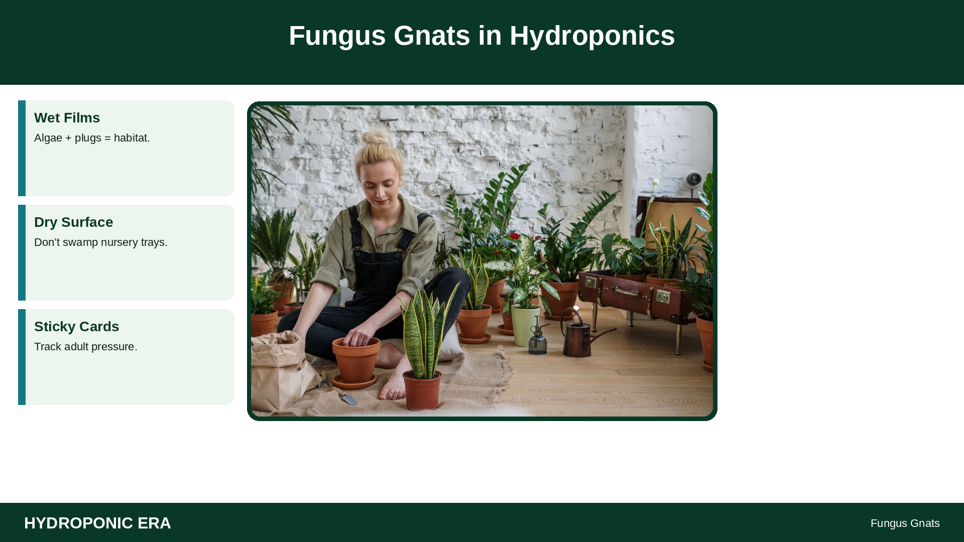 Fungus Gnats in Hydroponics — HydroponicEra tip card graphic