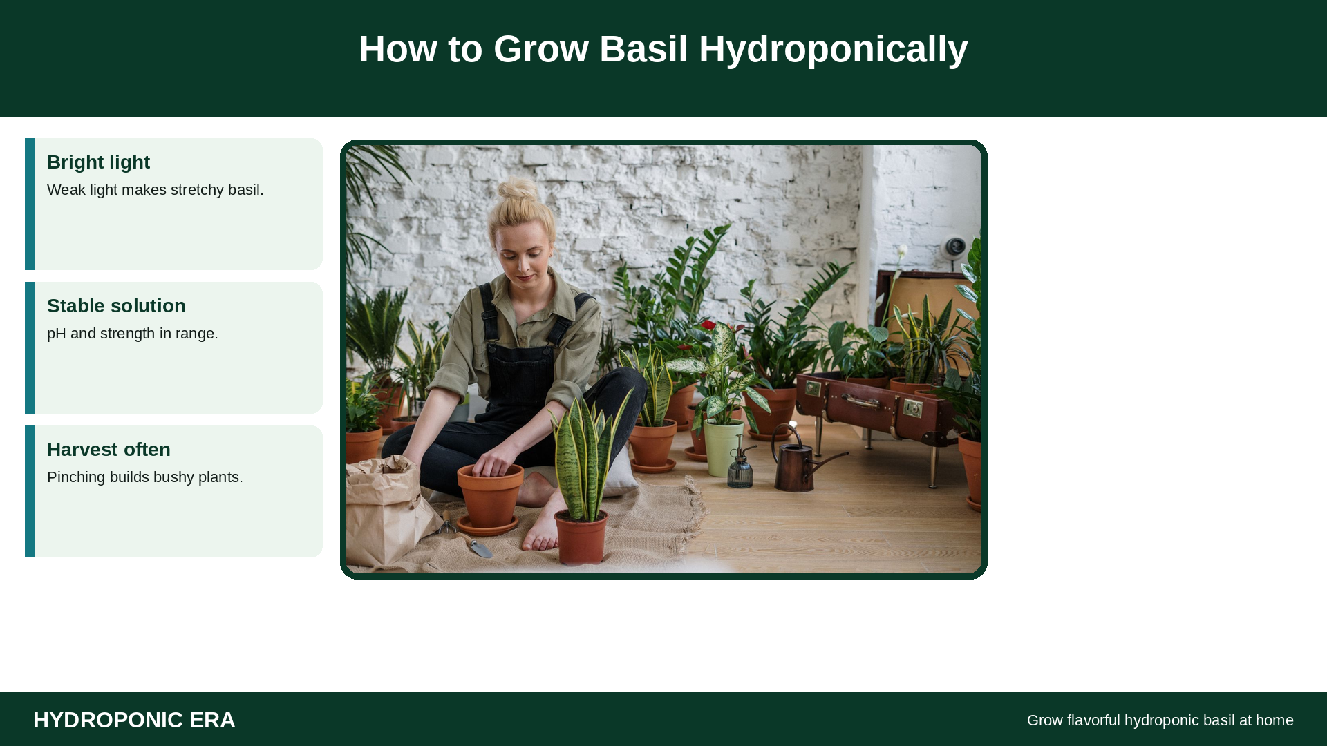 Basil plant with tip cards for growing basil hydroponically