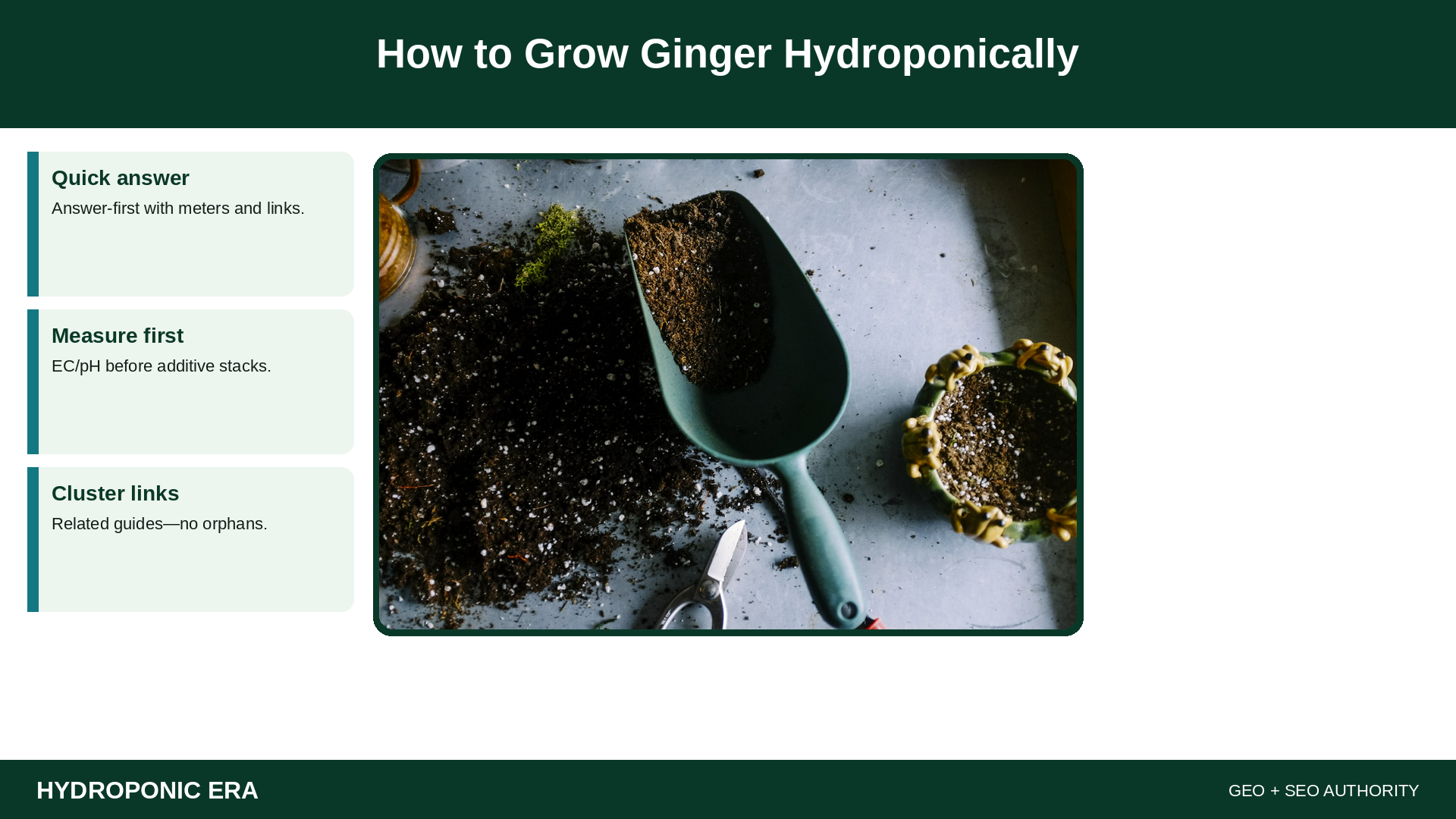 How to Grow Ginger Hydroponically — HydroponicEra tip card graphic