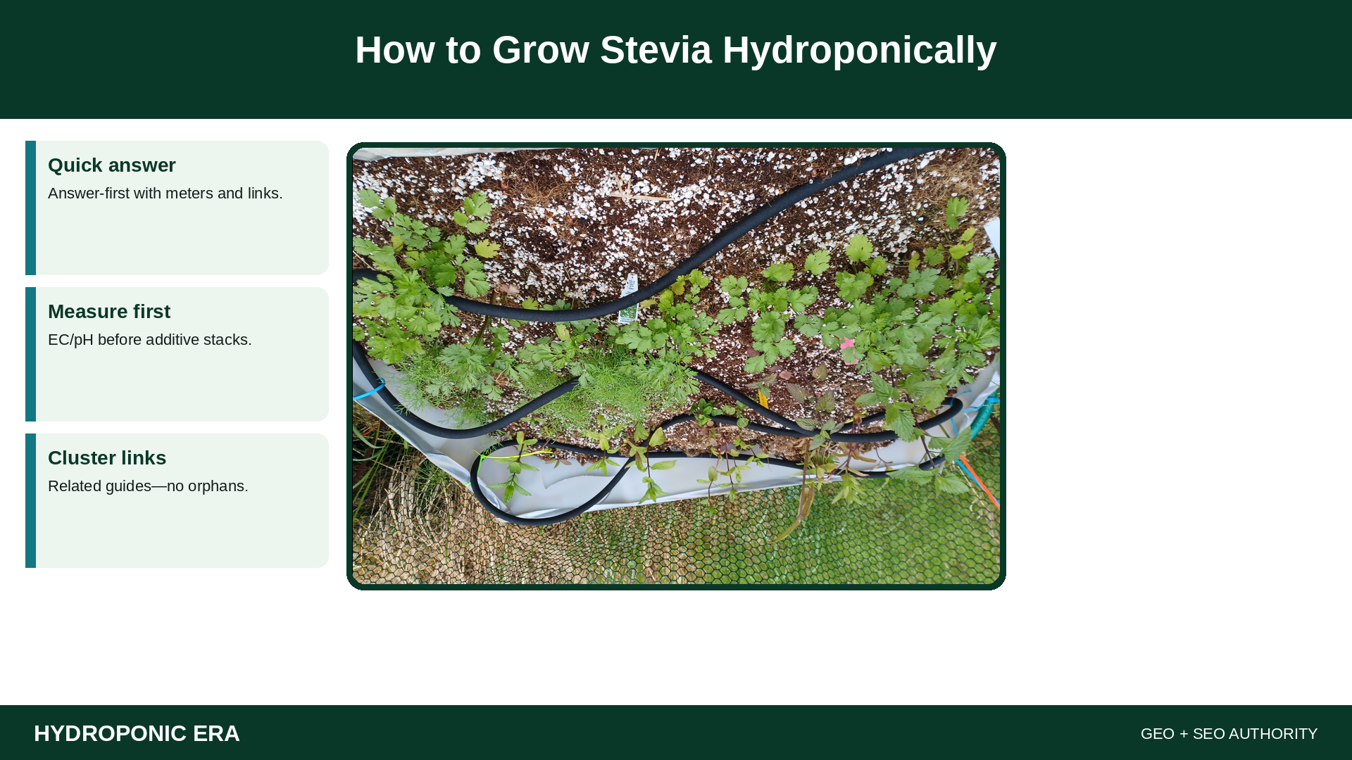 How to Grow Stevia Hydroponically — HydroponicEra tip card graphic
