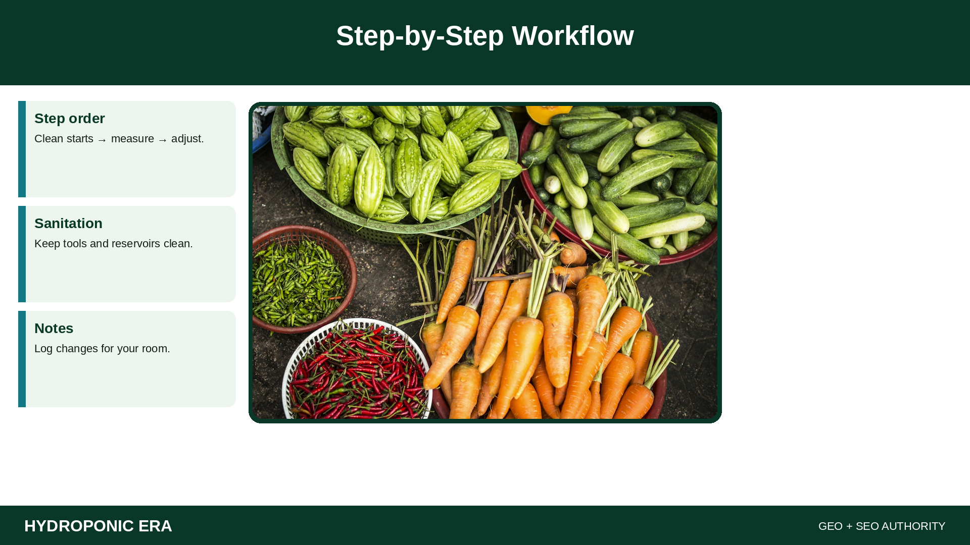 Step-by-Step Workflow — HydroponicEra tip card graphic