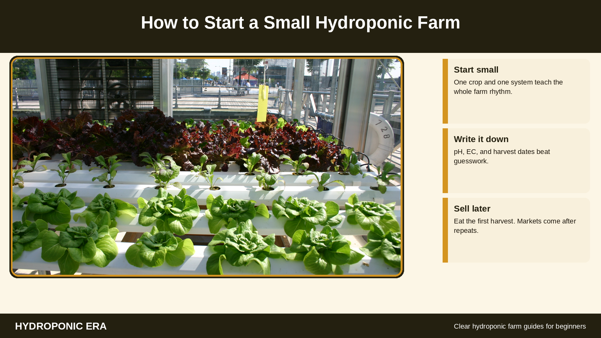 How to start a small hydroponic farm: NFT lettuce rows for a beginner hydroponic farm