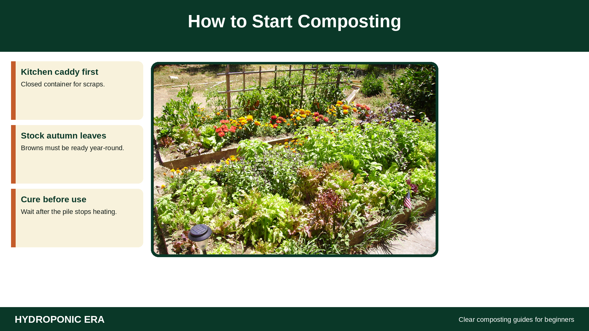 How to start composting at home beside a raised vegetable bed