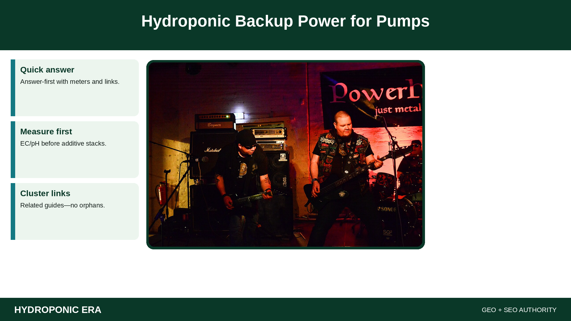 Hydroponic Backup Power for Pumps — HydroponicEra tip card graphic