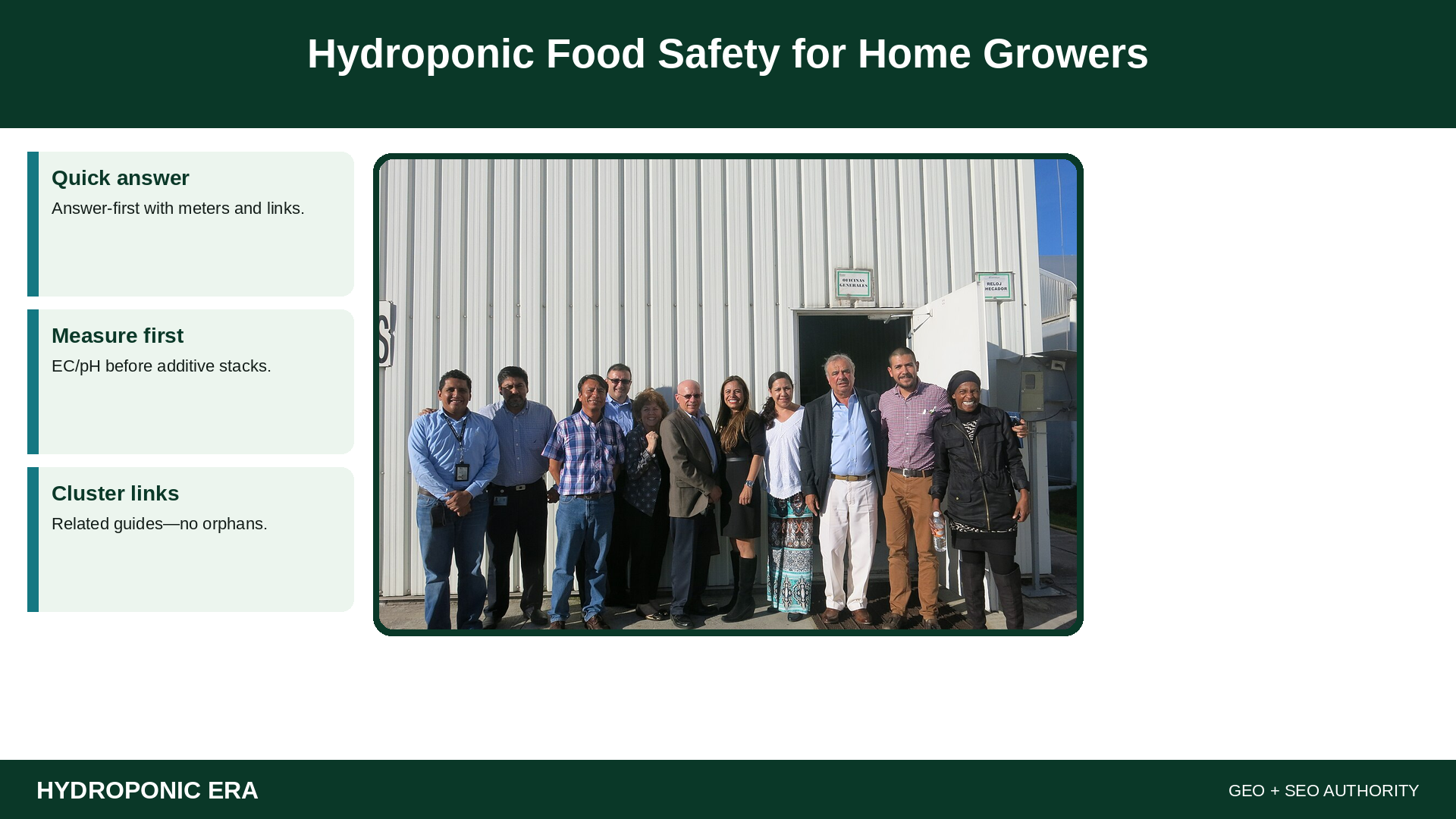 Hydroponic Food Safety for Home Growers — HydroponicEra tip card graphic