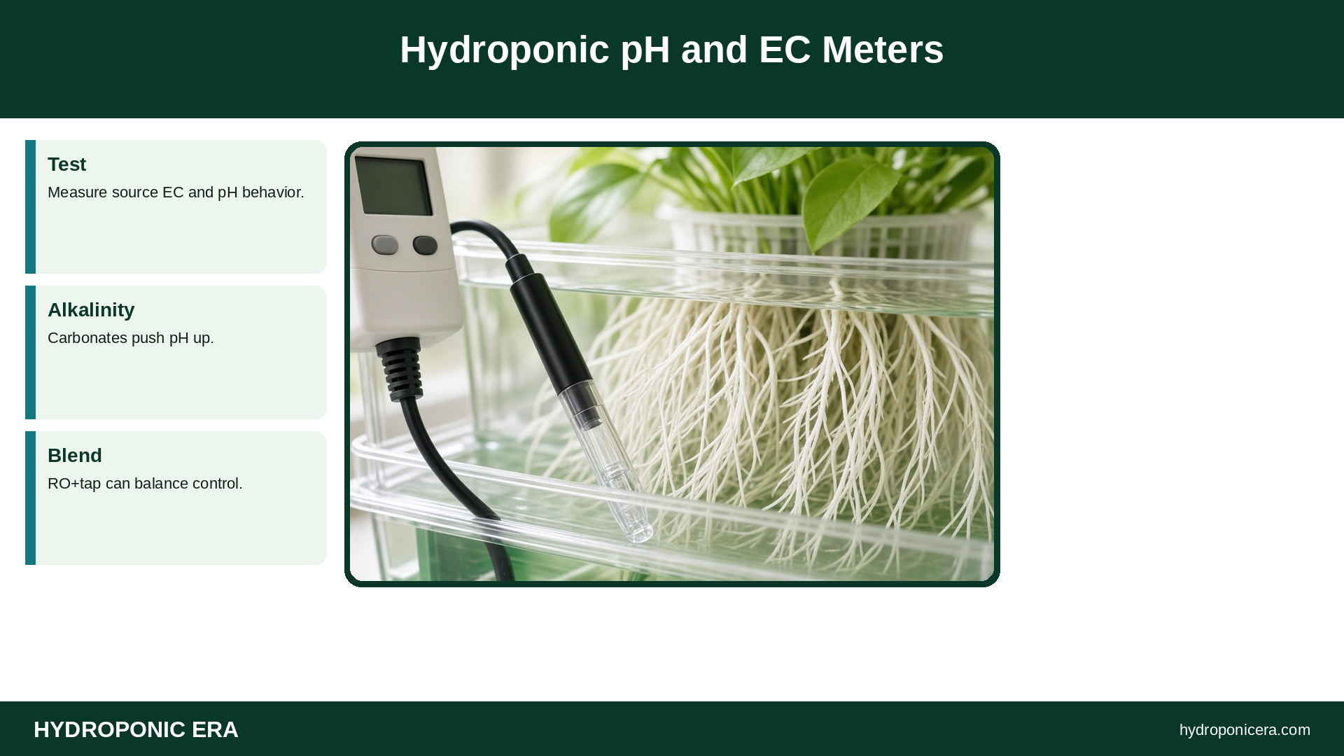 Hydroponic pH and EC Meters — HydroponicEra tip card graphic