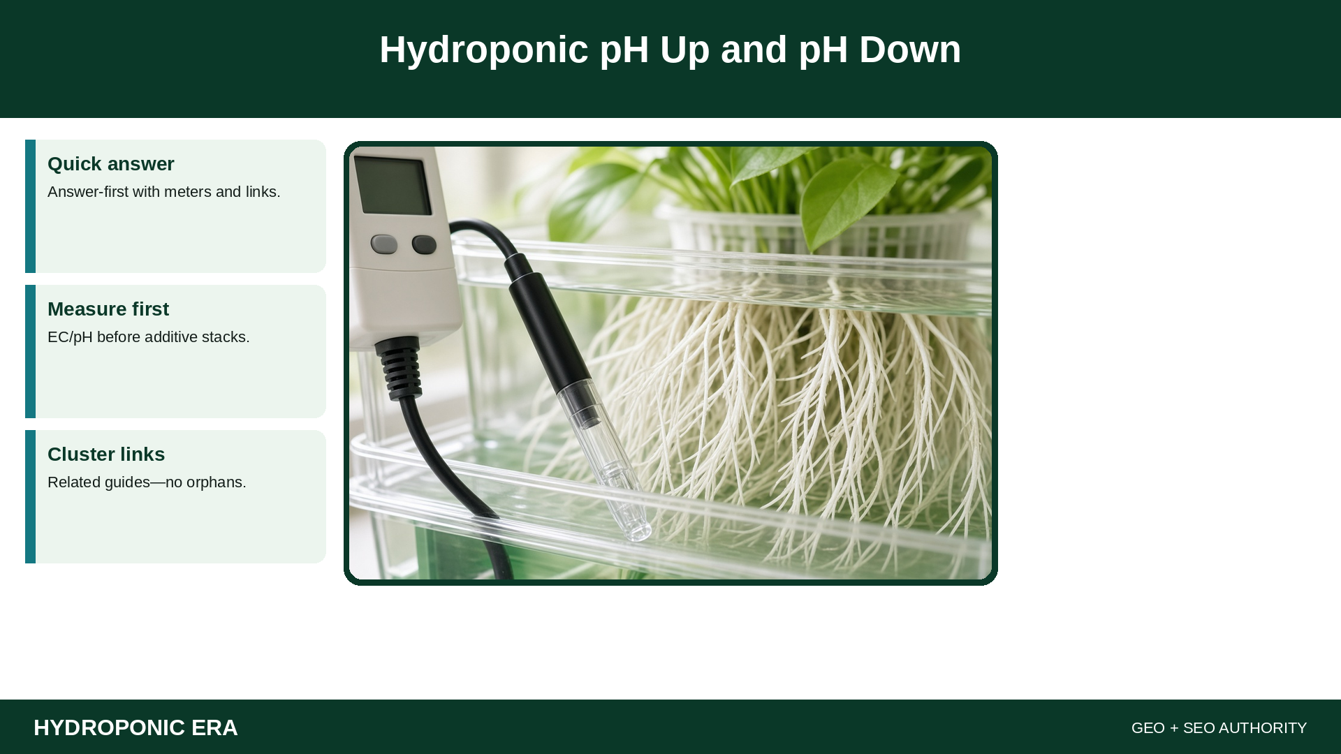 Hydroponic pH Up and pH Down — HydroponicEra tip card graphic