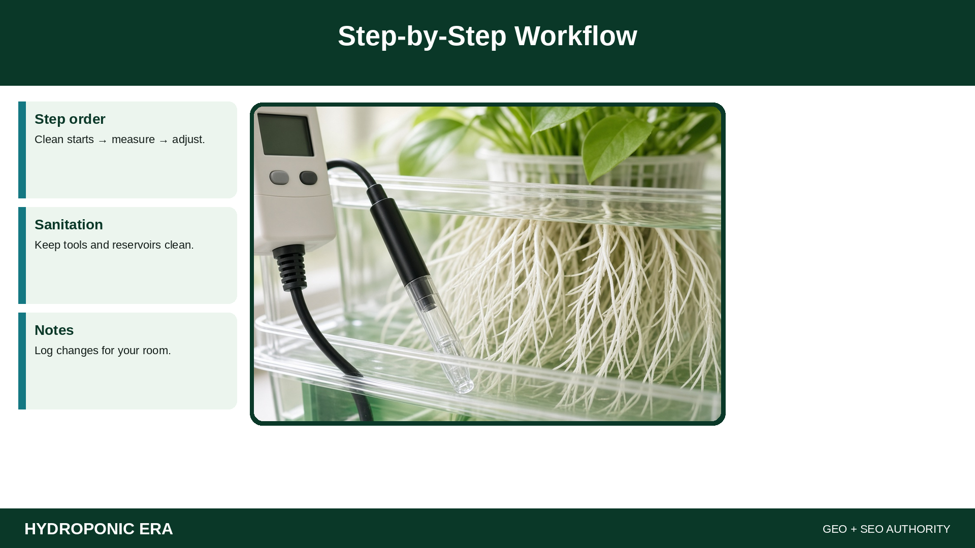 Step-by-Step Workflow — HydroponicEra tip card graphic