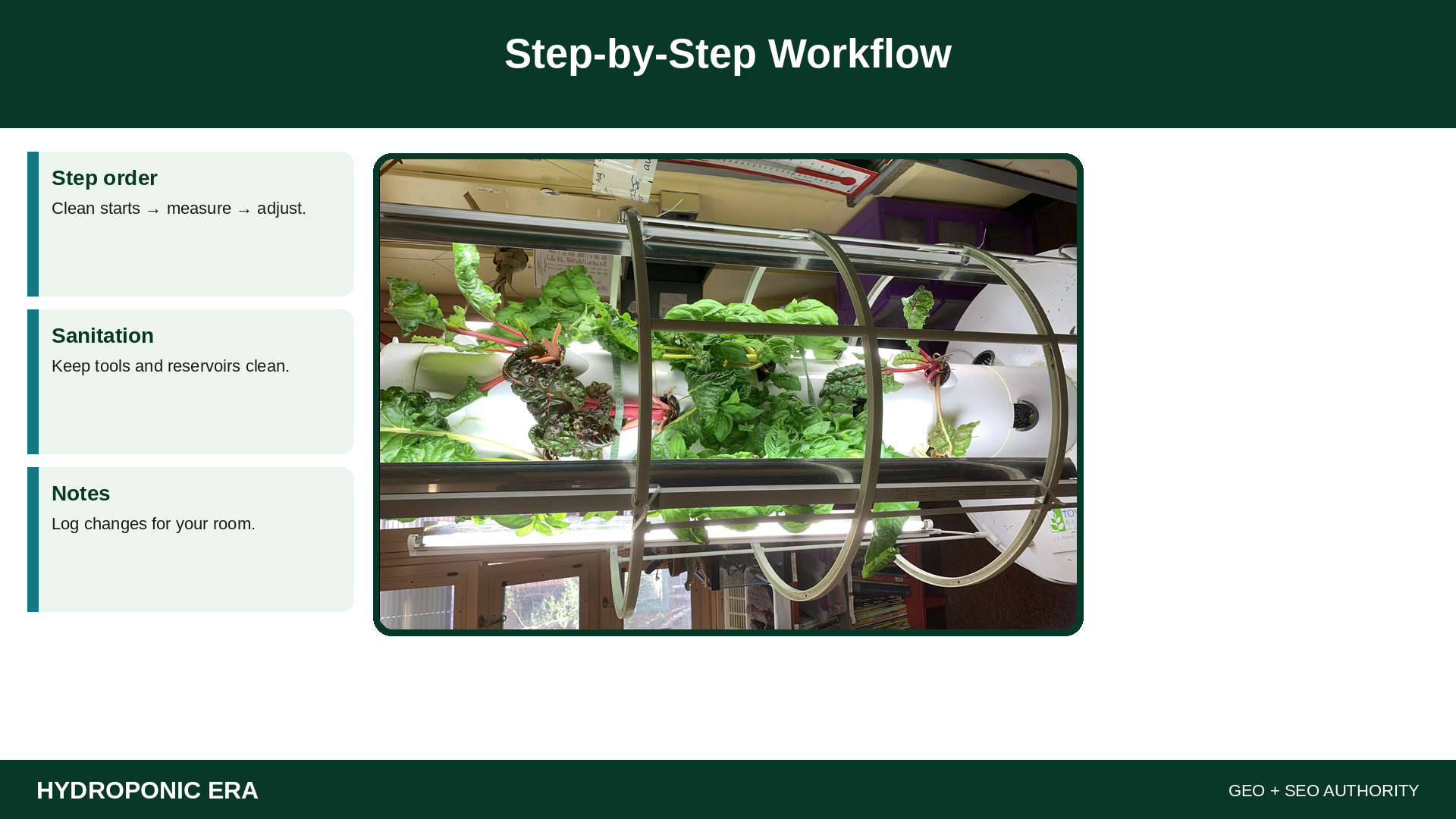 Step-by-Step Workflow — HydroponicEra tip card graphic