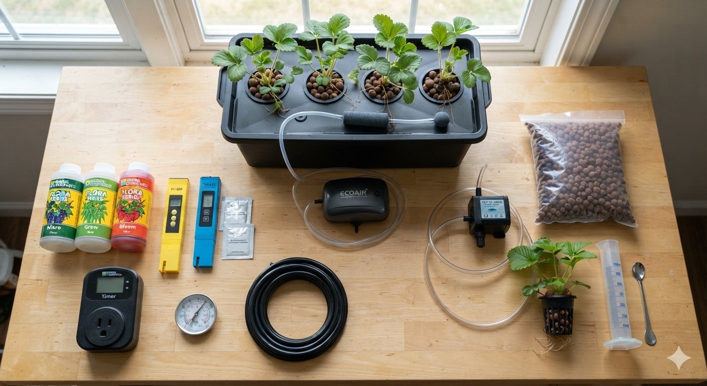 equipment needed to grow strawberries hydroponically