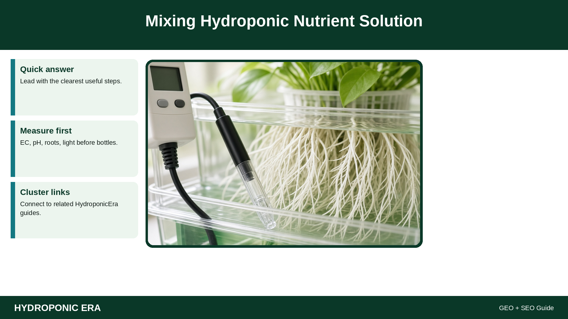 Mixing Hydroponic Nutrient Solution — HydroponicEra tip card graphic