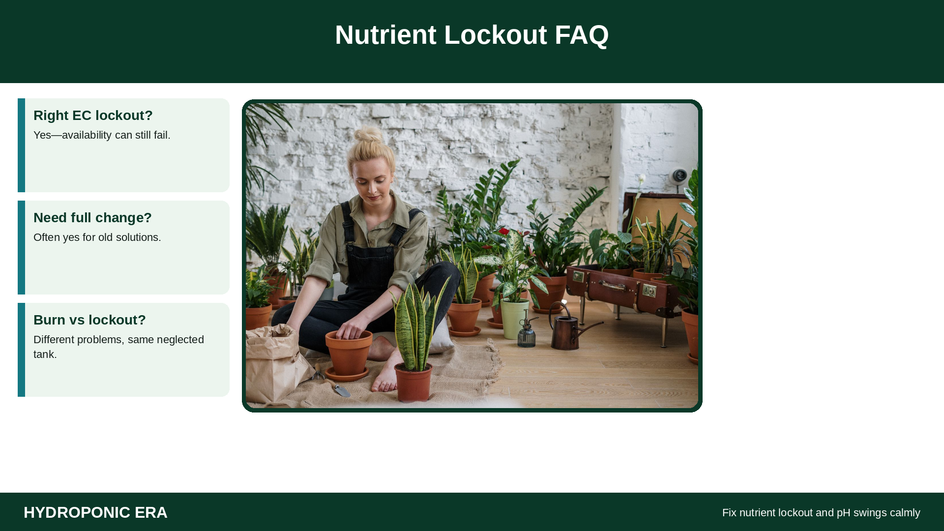 Basil with nutrient lockout FAQ tip cards