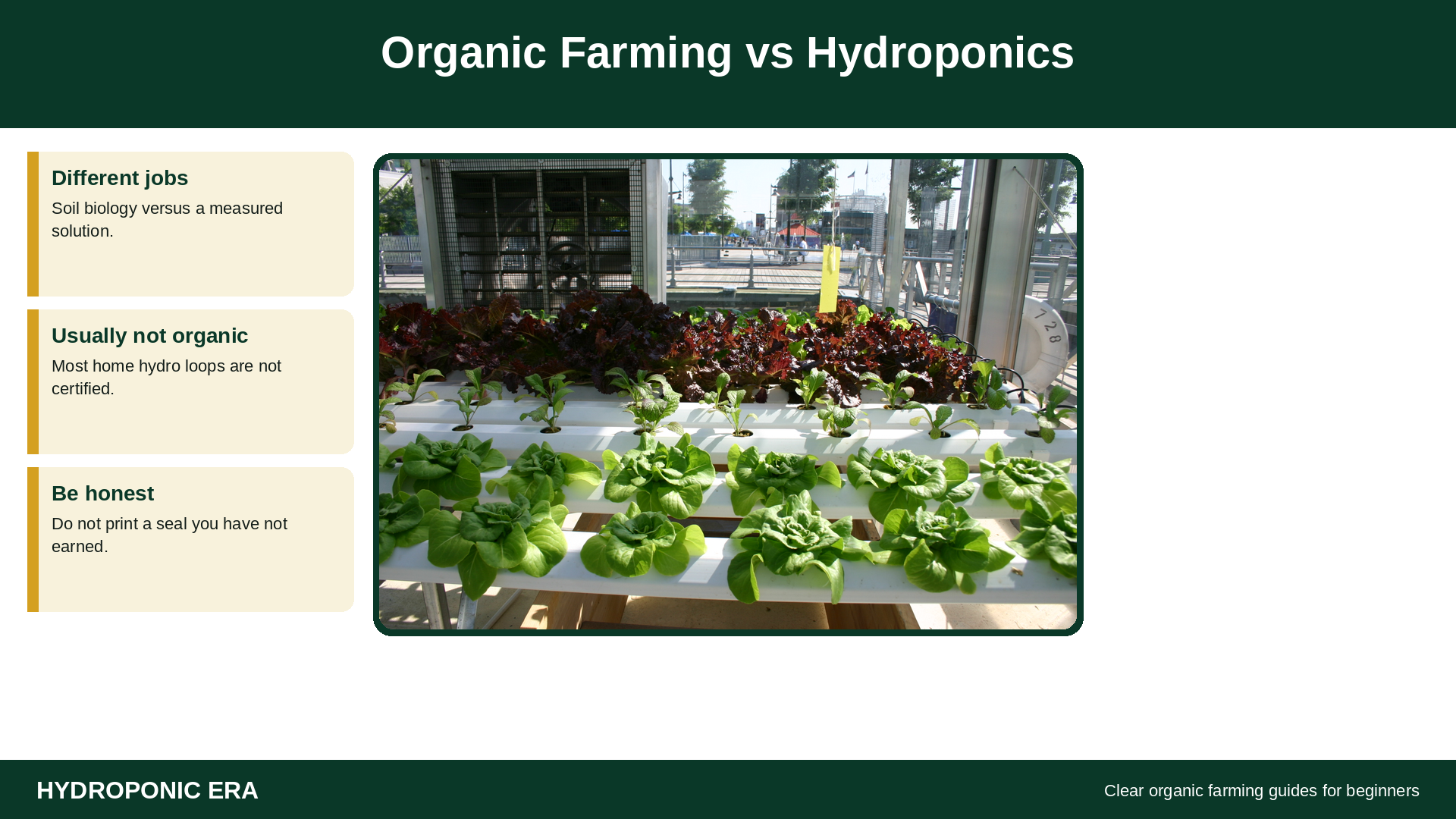 Organic farming versus hydroponics: soilless lettuce channels