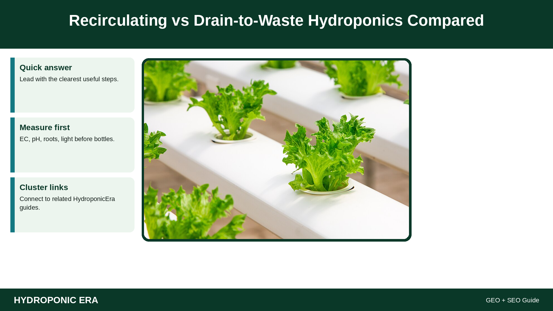 recirculating vs drain to waste hydroponics — HydroponicEra guide image
