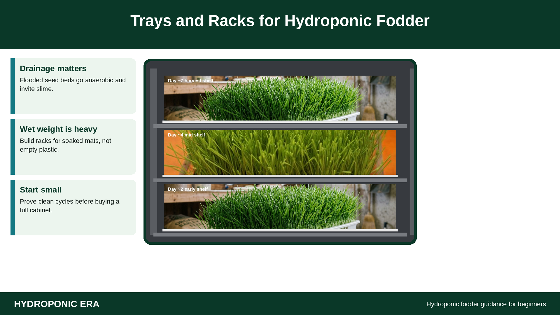 trays and racks for hydroponic fodder systems