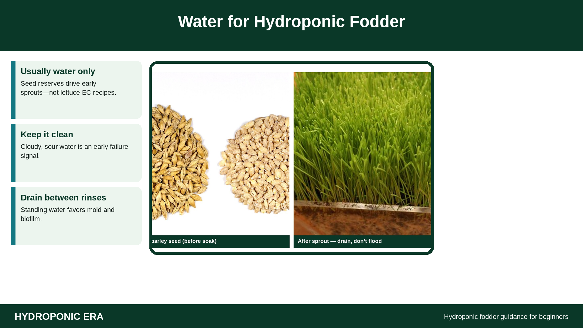 barley seed and sprouted fodder water drainage habits
