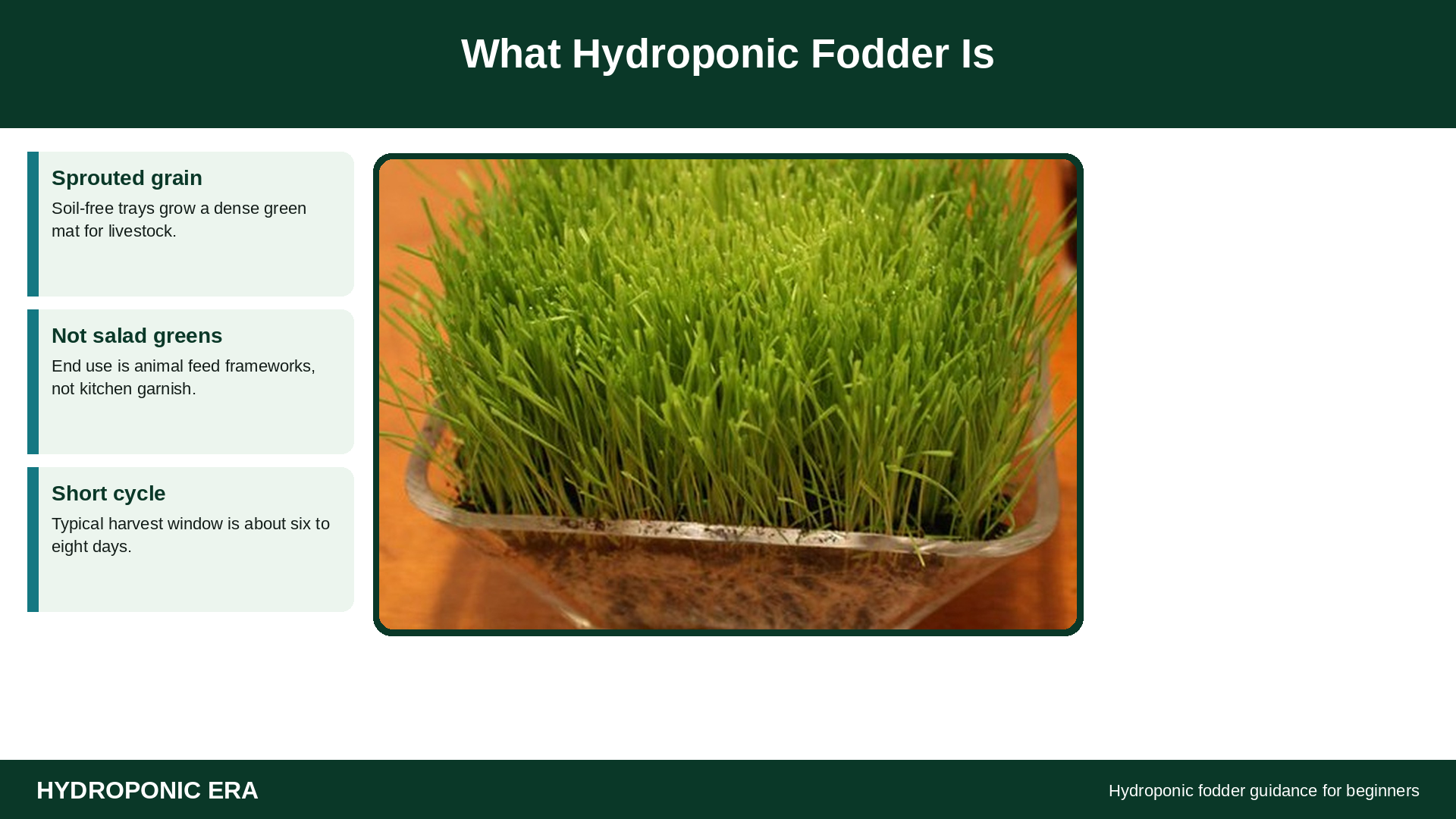 what hydroponic fodder is — sprouted grain tray mat with roots