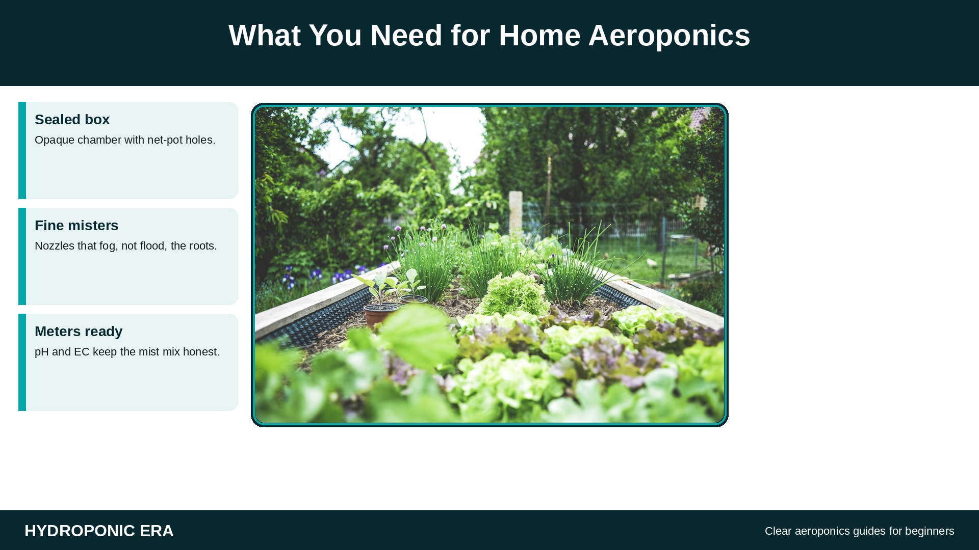 What you need for home aeroponics: chamber pump misters and meters
