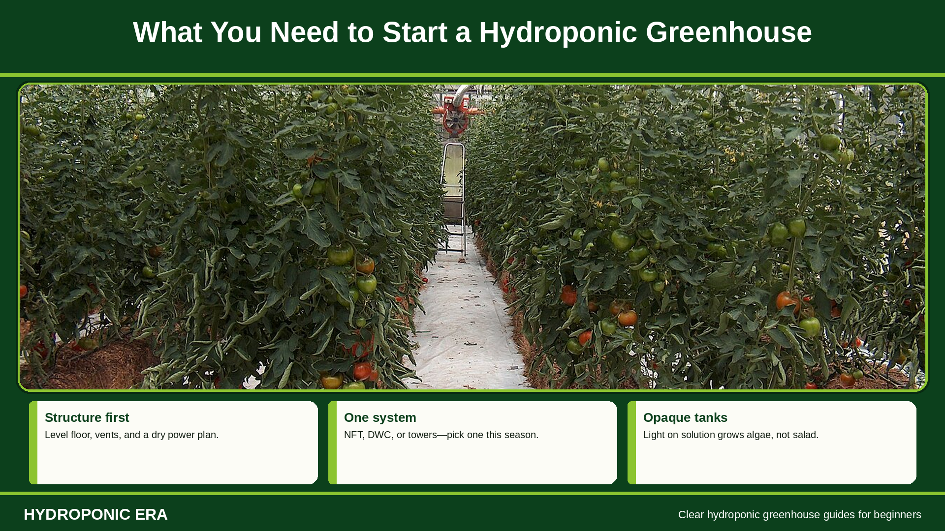 What you need to start a hydroponic greenhouse: structure, loop, and meters