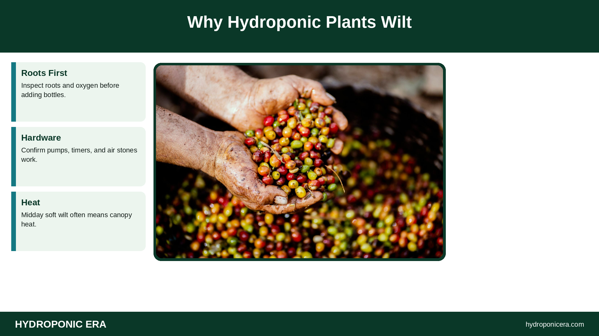 Why Hydroponic Plants Wilt — HydroponicEra tip card graphic