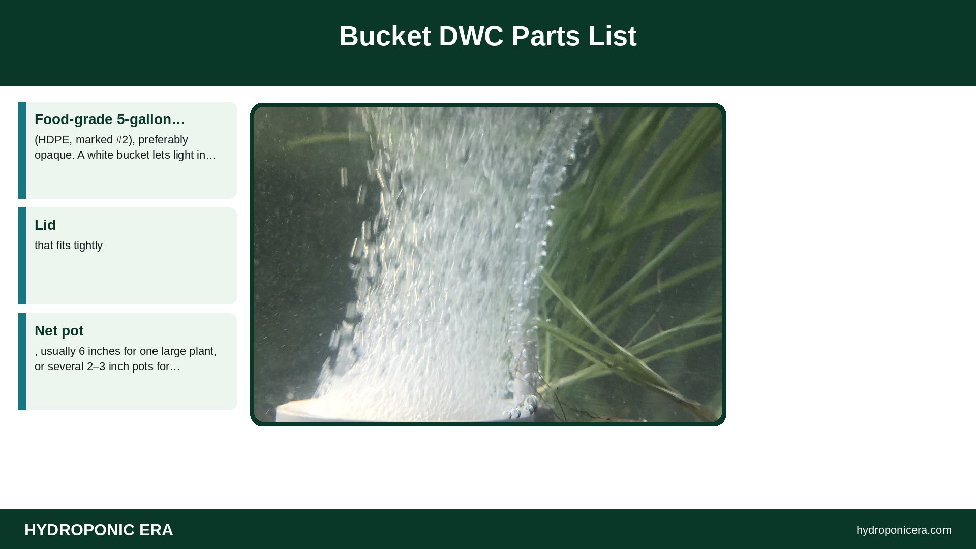 bucket dwc — Bucket DWC Parts List