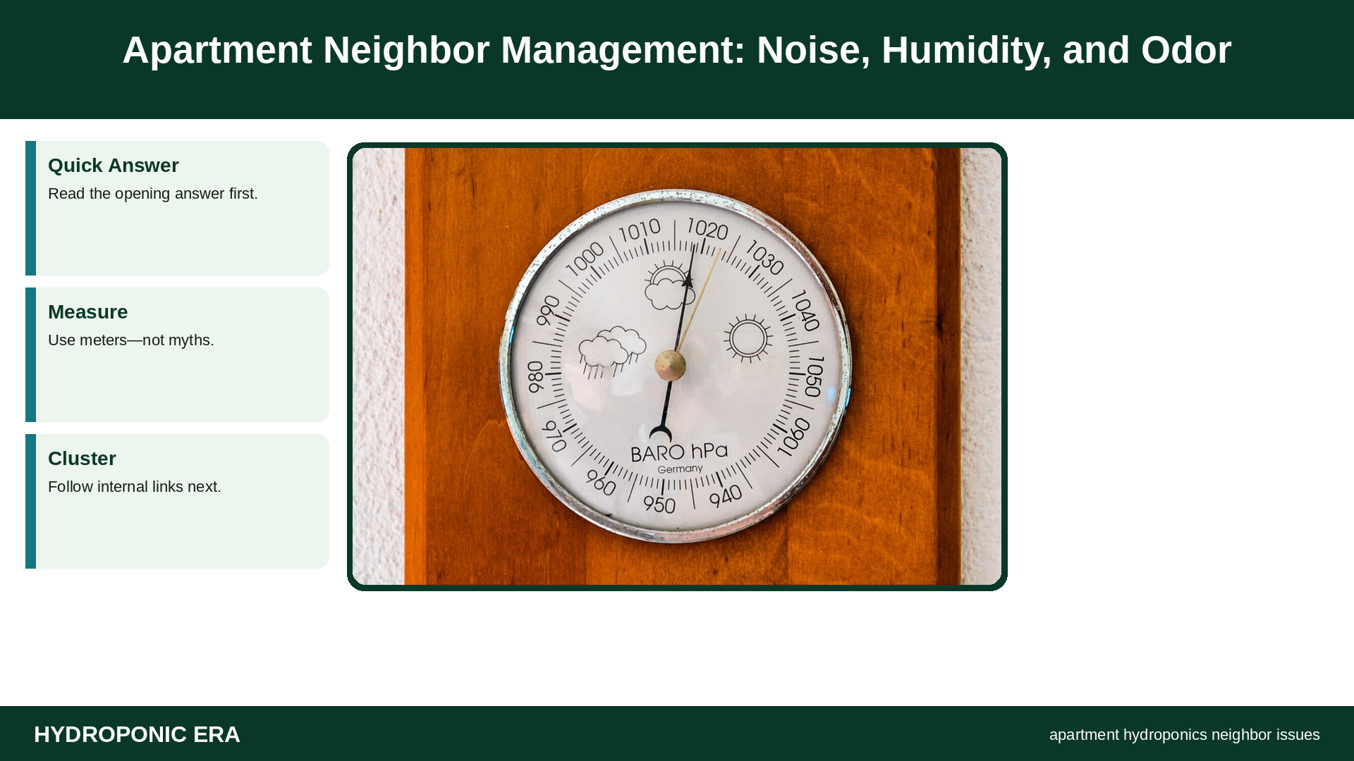 apartment hydroponics neighbor issues — Apartment Neighbor Management: Noise, Humidity, and Odor