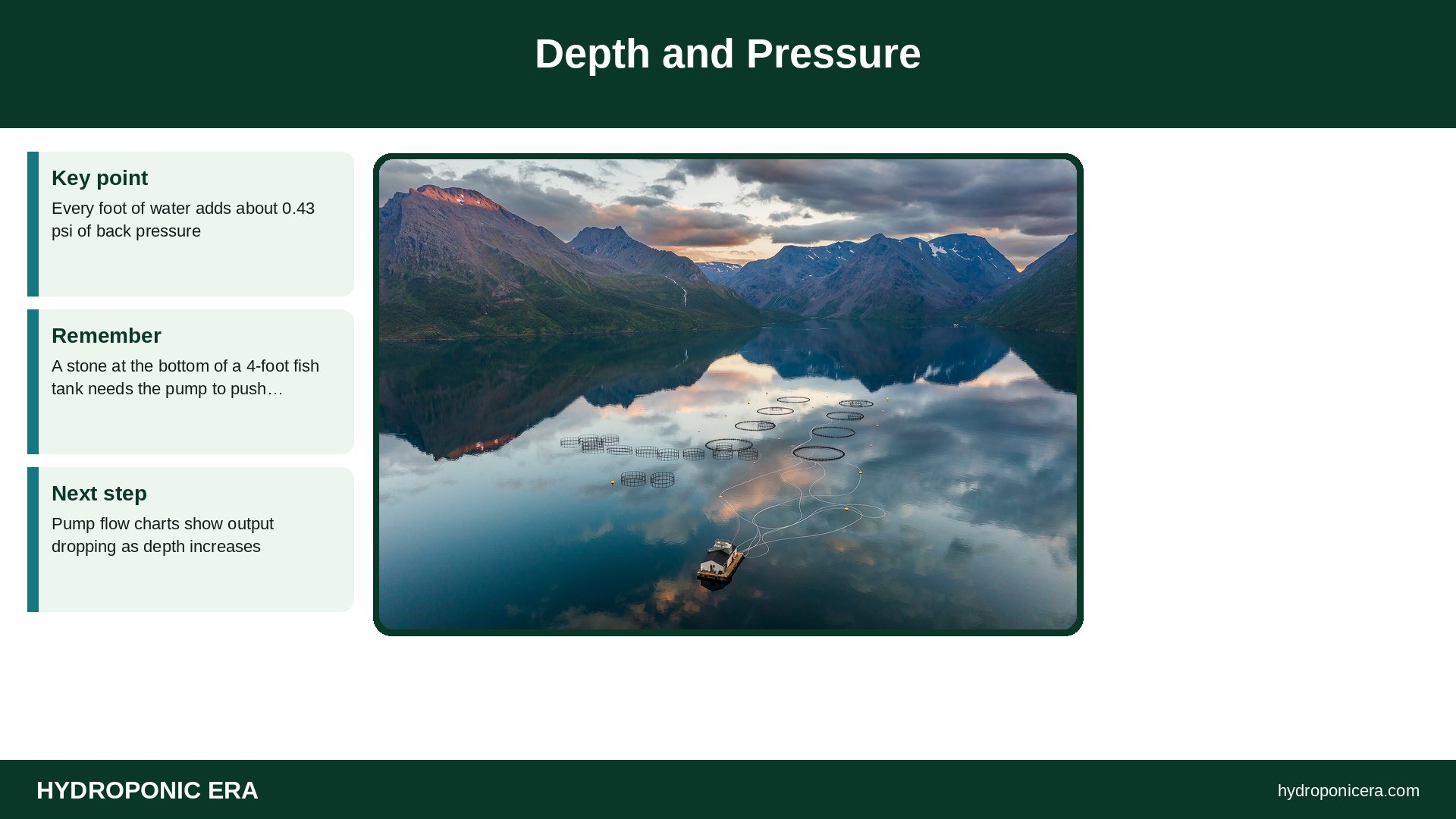 aquaponics air pump — Depth and Pressure