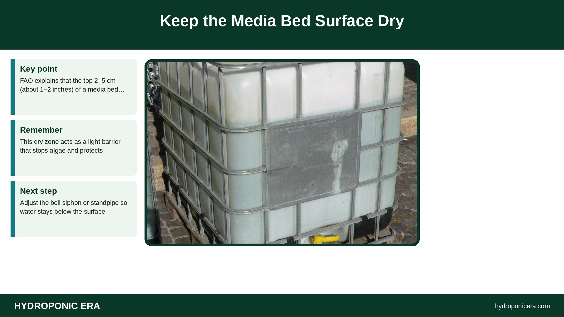 aquaponics algae — Keep the Media Bed Surface Dry