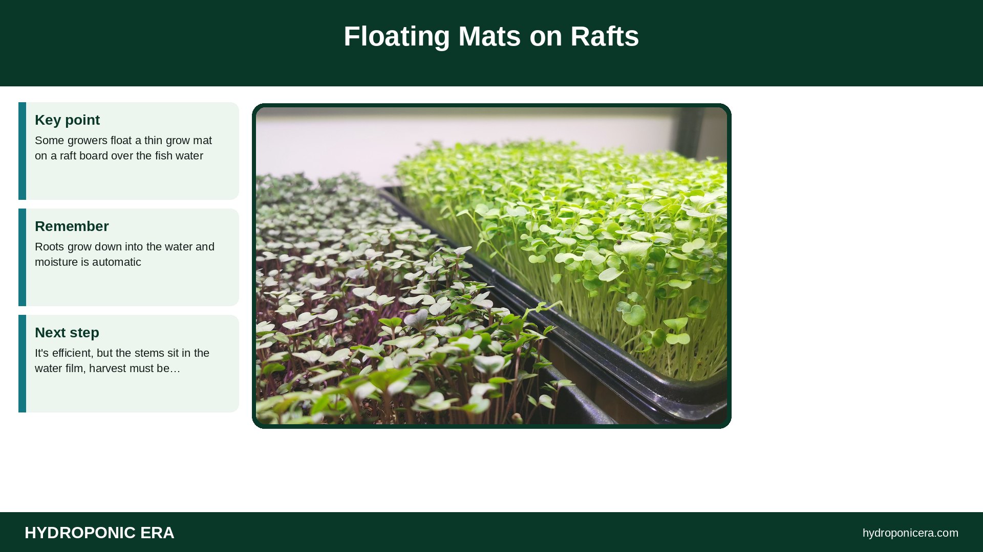 aquaponics microgreens — Floating Mats on Rafts