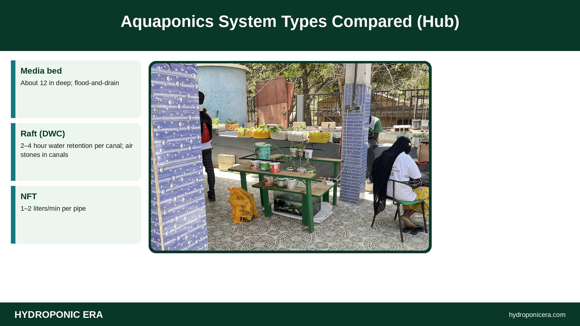 aquaponics system types — Aquaponics System Types Compared (Hub)