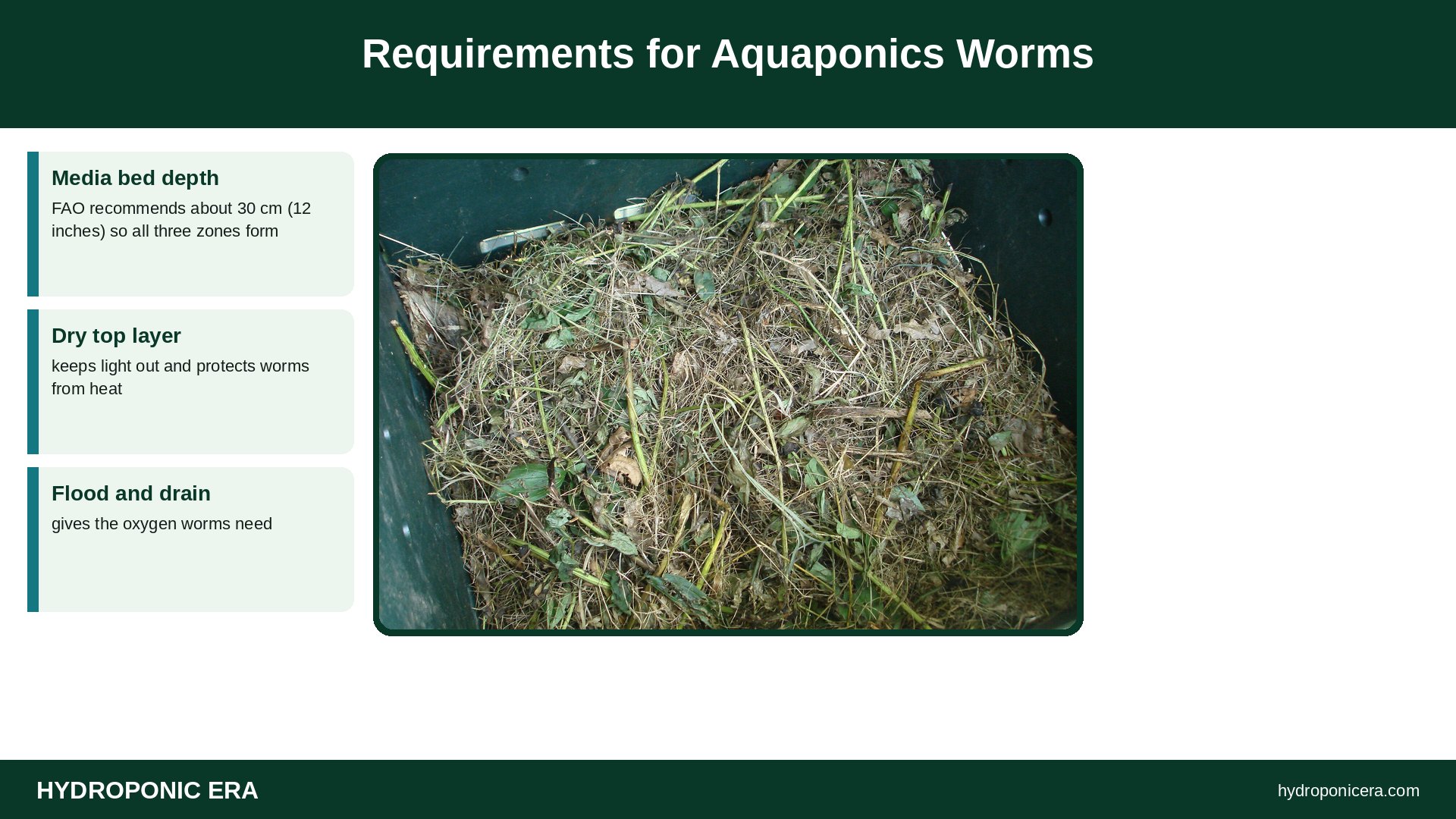 aquaponics worms — Requirements for Aquaponics Worms