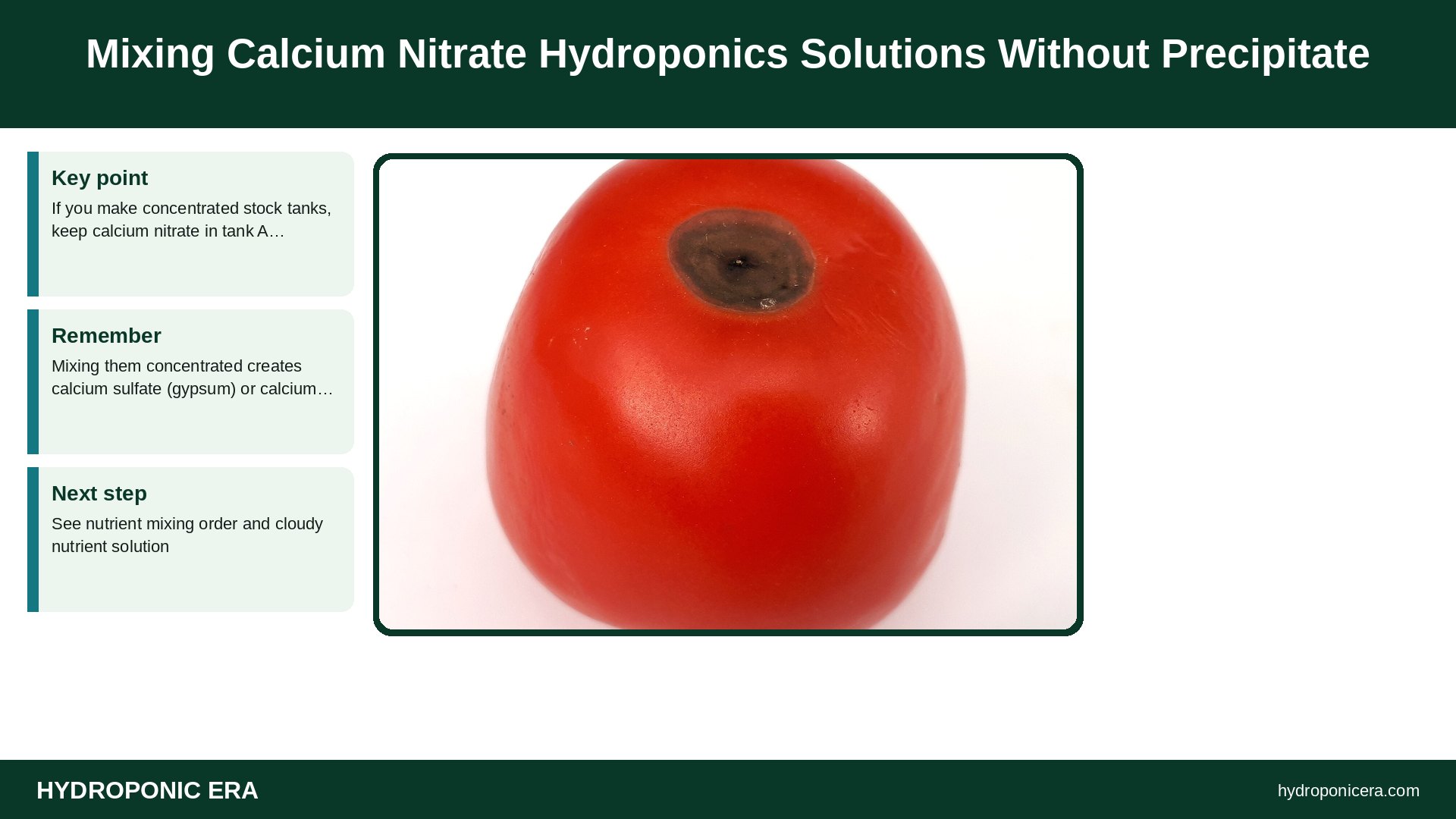 calcium nitrate hydroponics — Mixing Calcium Nitrate Hydroponics Solutions Without Precipitate