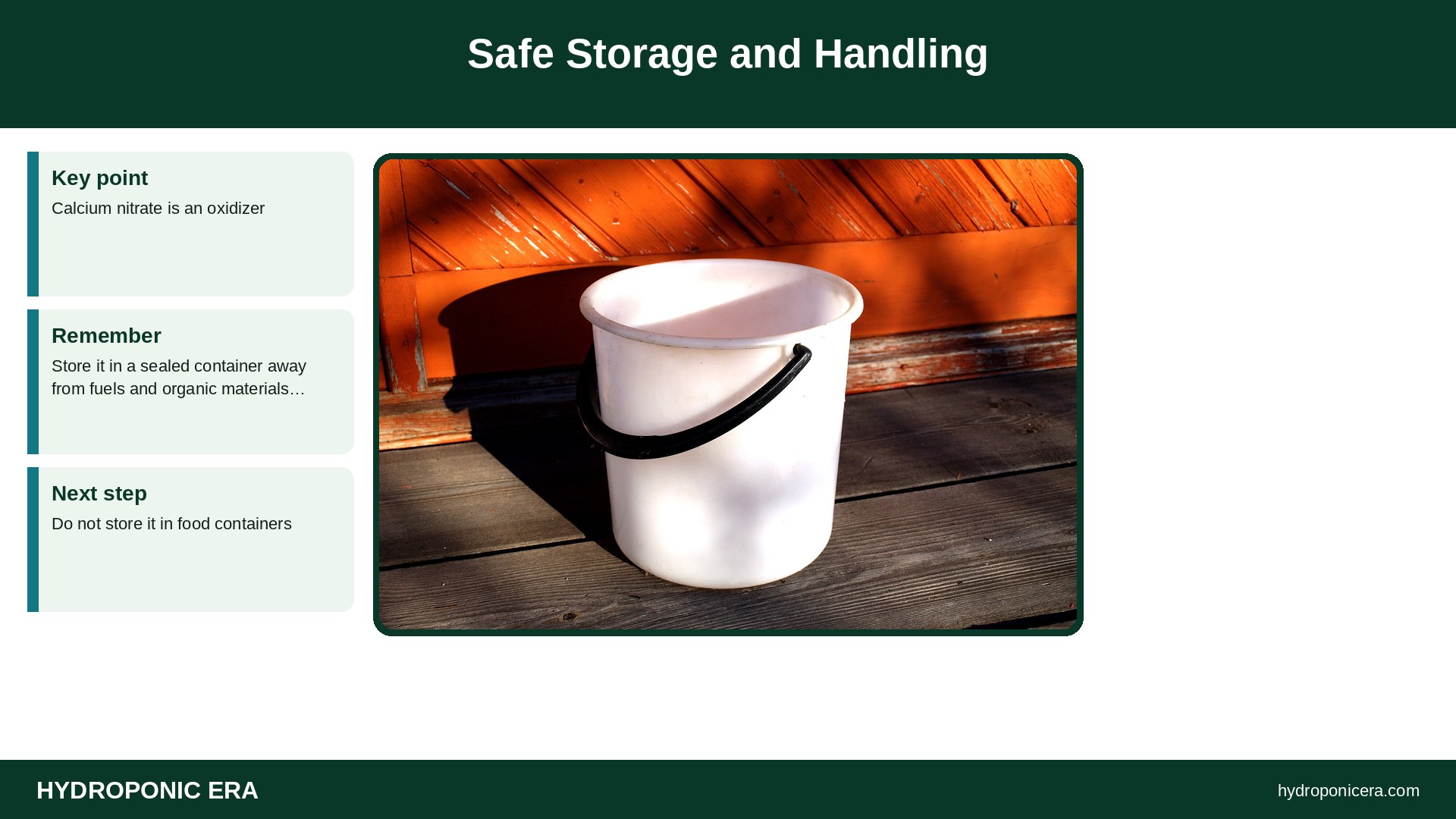 calcium nitrate hydroponics — Safe Storage and Handling