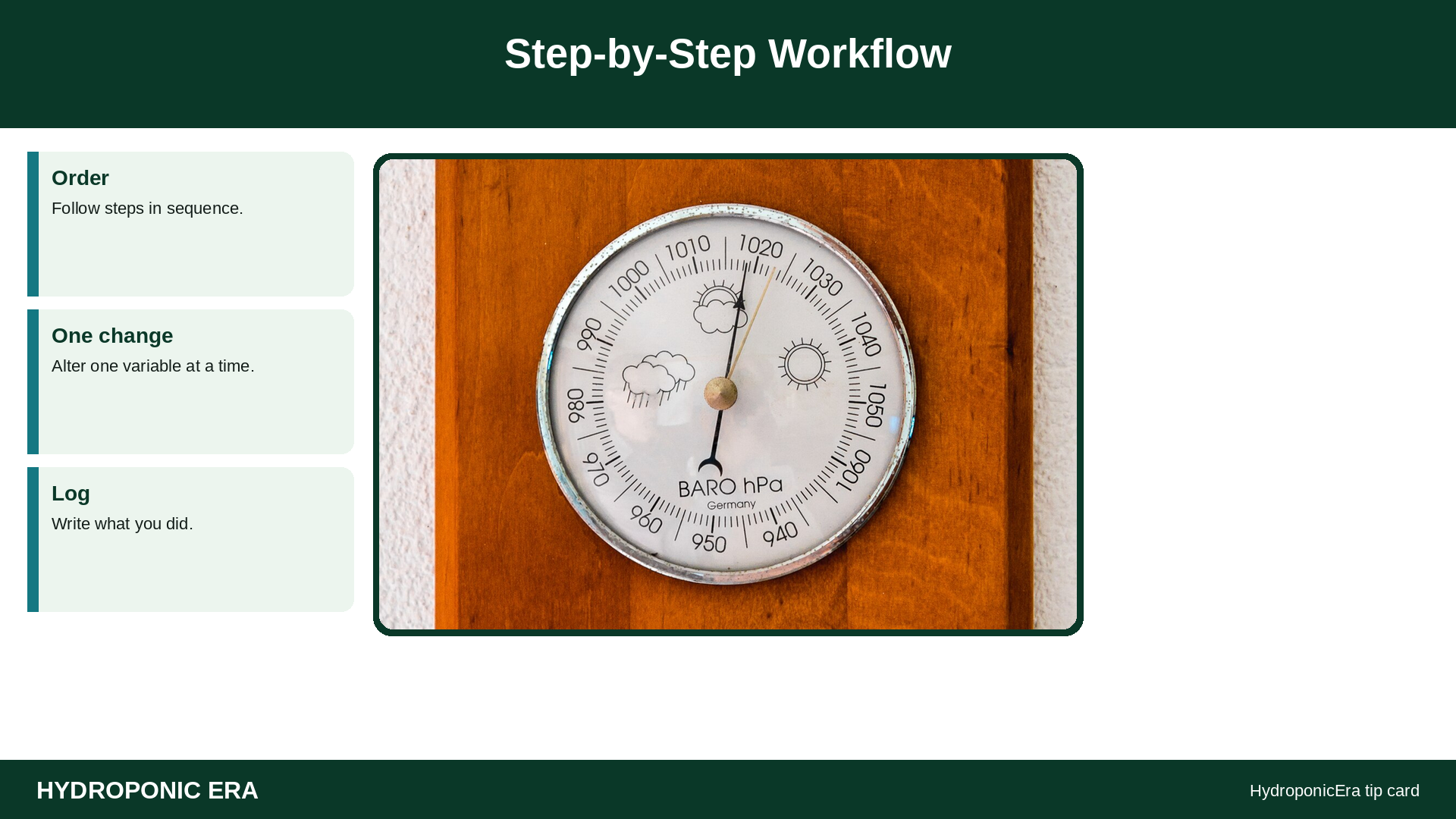 Step-by-Step Workflow — HydroponicEra tip card graphic
