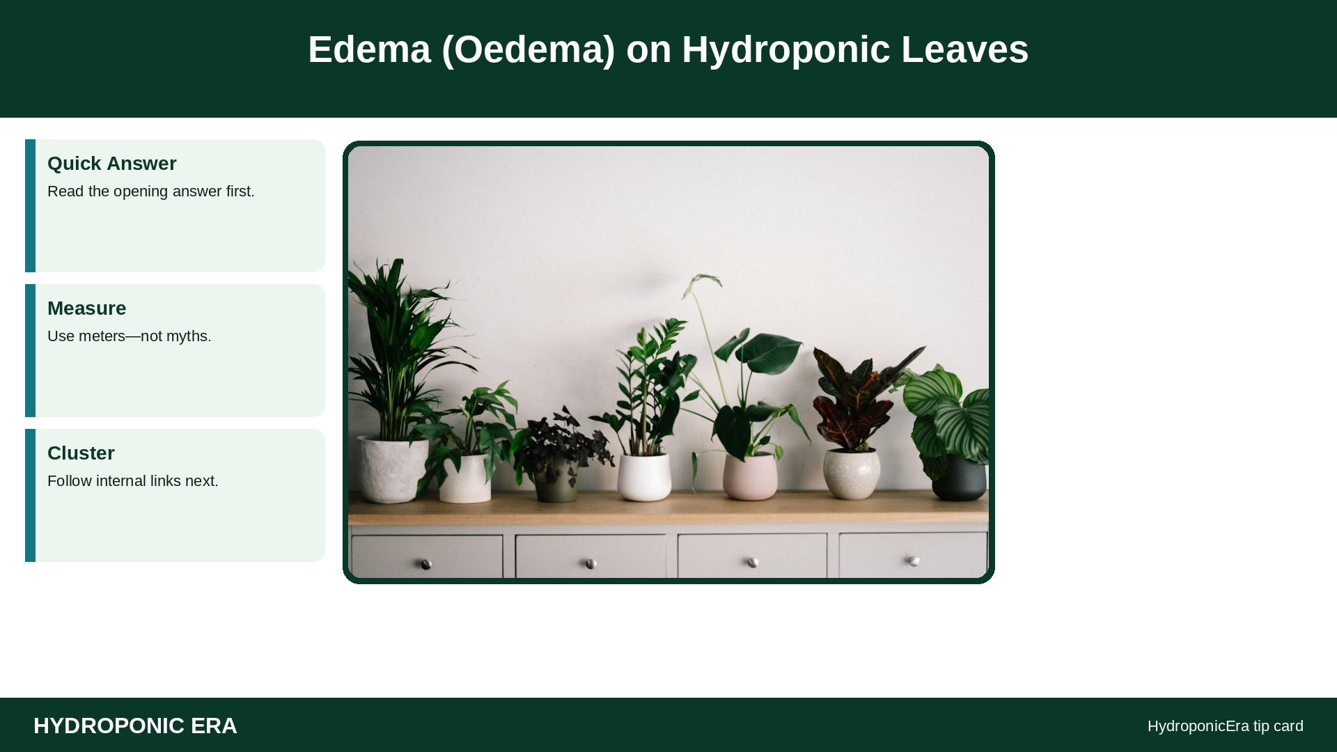 Edema (Oedema) on Hydroponic Leaves — HydroponicEra tip card graphic