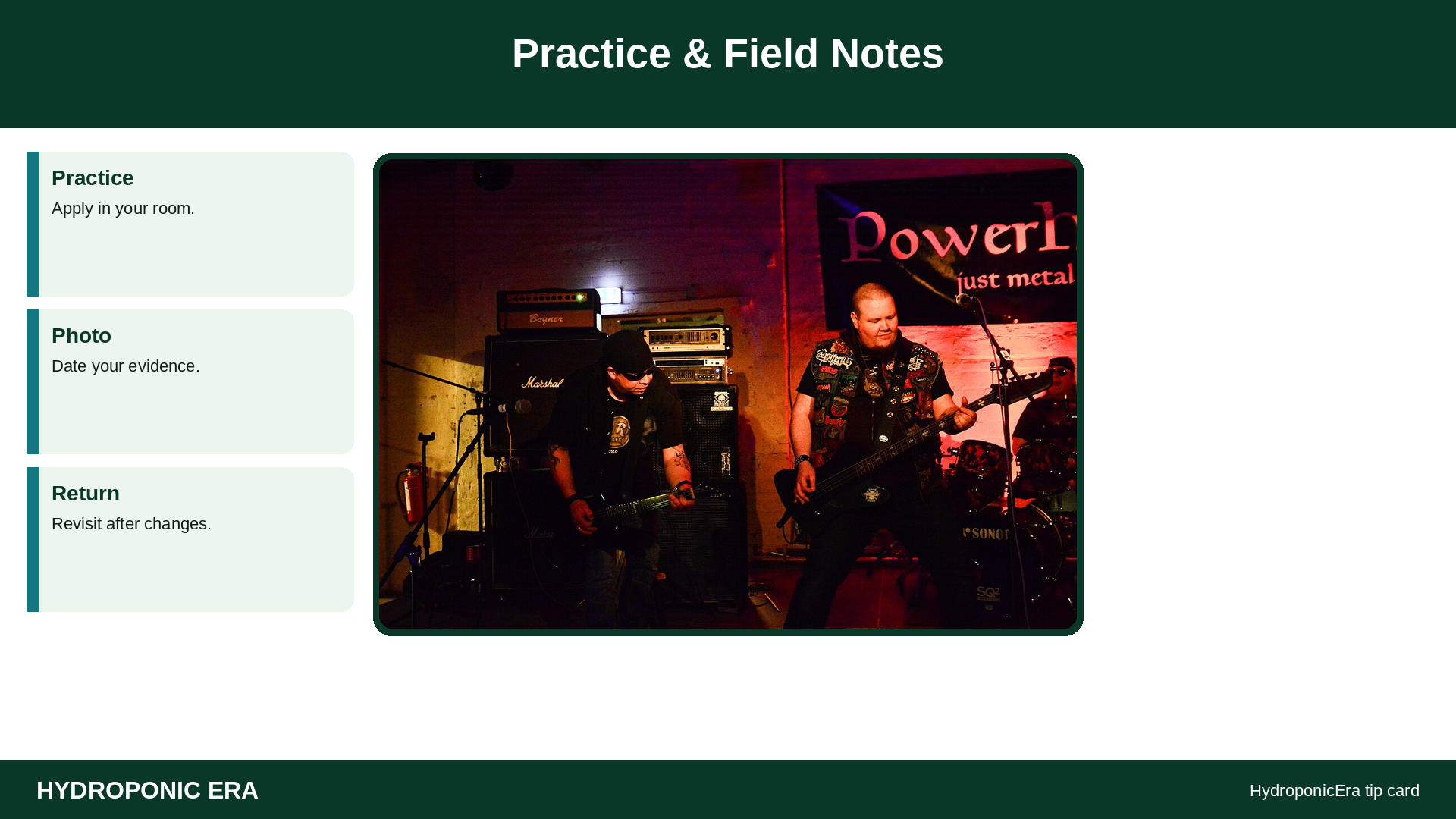 Practice & Field Notes — HydroponicEra tip card graphic