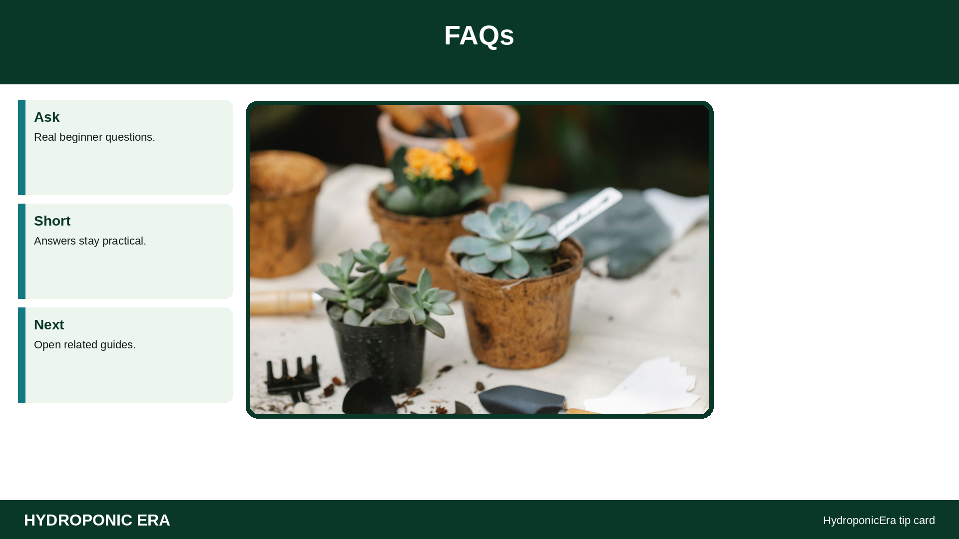 FAQs — HydroponicEra tip card graphic